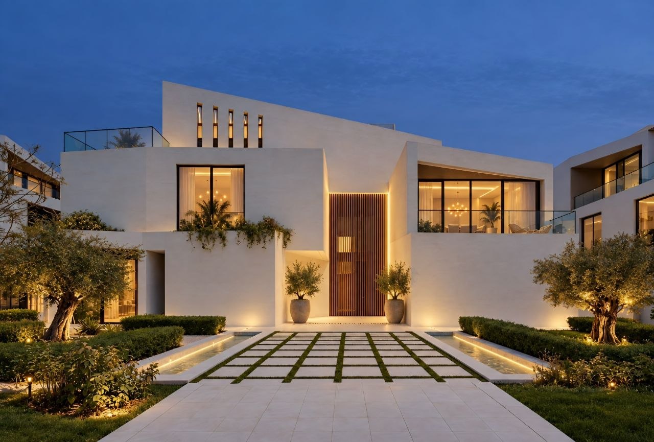 Evening villa illustration